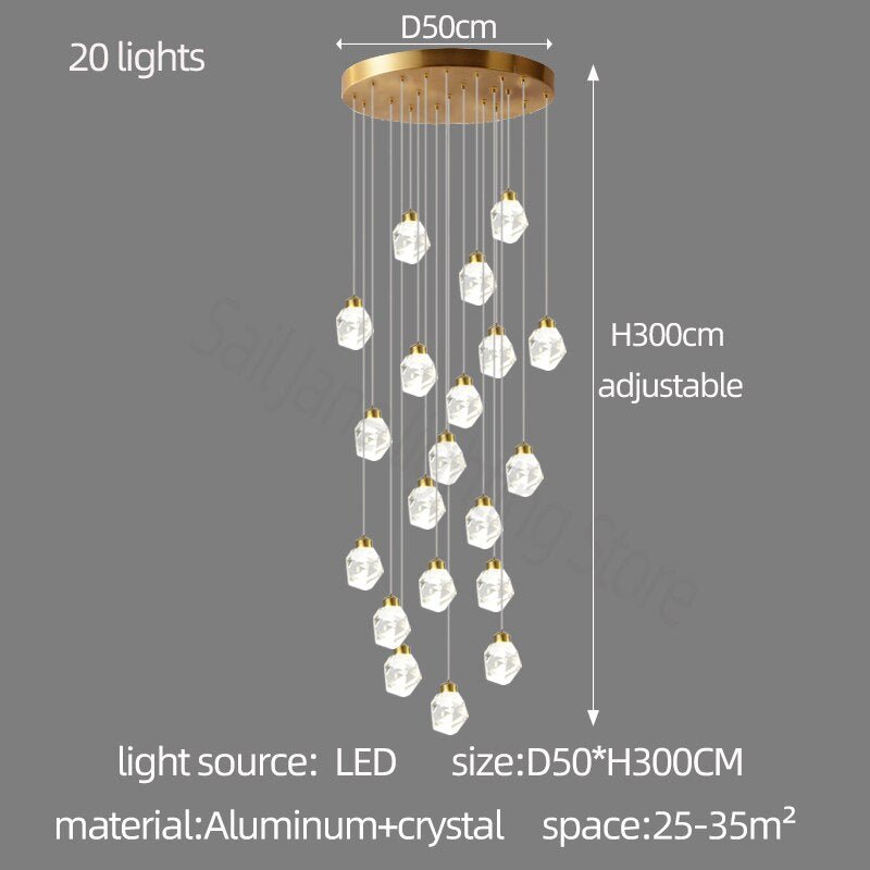 Luxury Crystal Staircase Chandelier with LED Lights-MinimalisticDecor.com