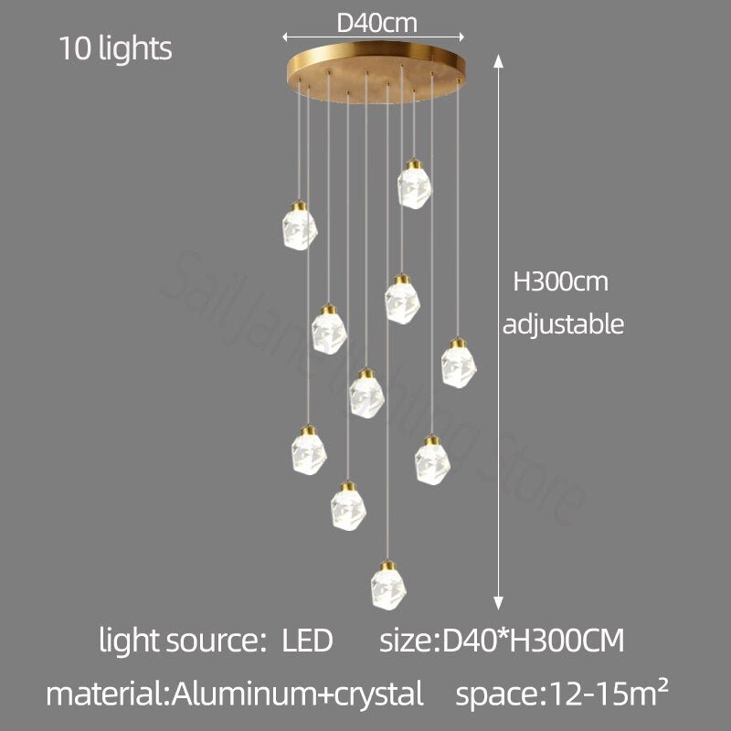 Luxury Crystal Staircase Chandelier with LED Lights-MinimalisticDecor.com