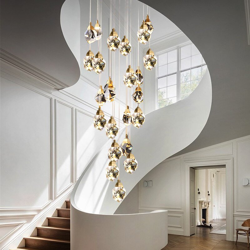 Luxury Crystal Staircase Chandelier with LED Lights-MinimalisticDecor.com