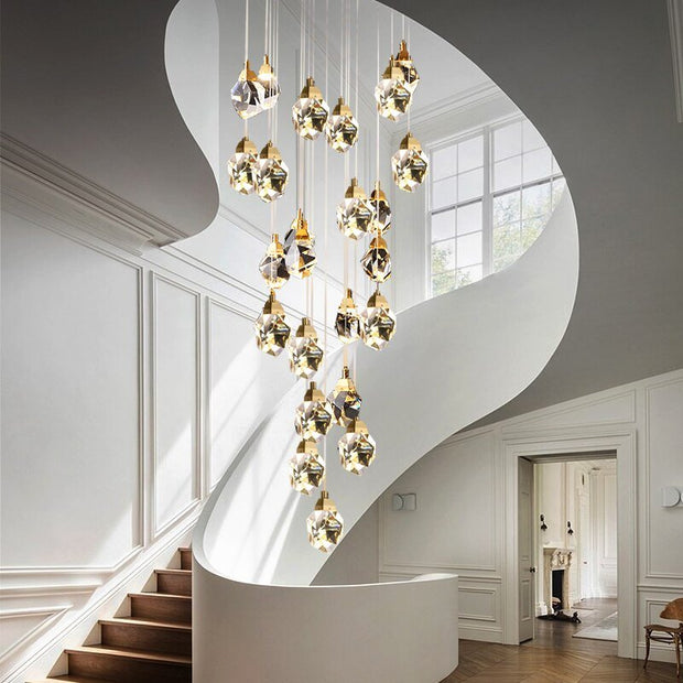 Luxury Crystal Staircase Chandelier with LED Lights-MinimalisticDecor.com