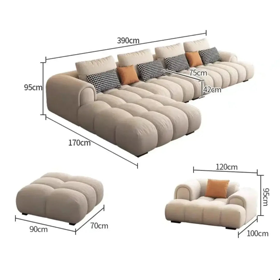 Luxury Sectional Calf Leather Sofa Cama Chaise Sofa Set-MinimalisticDecor.com