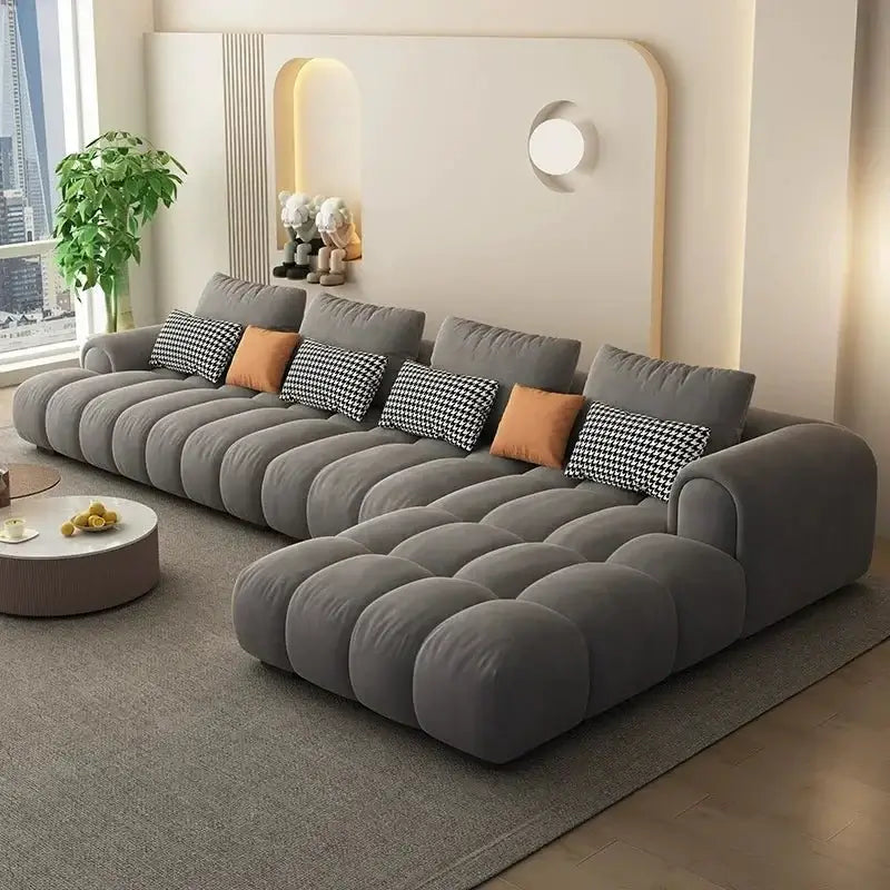 Luxury Sectional Calf Leather Sofa Cama Chaise Sofa Set-MinimalisticDecor.com