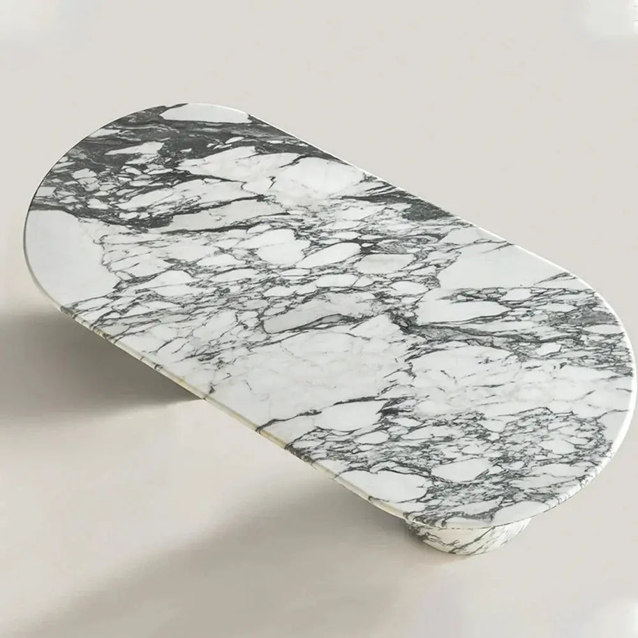 Luxury White Polished Finish Marble Dining Table Set-MinimalisticDecor.com