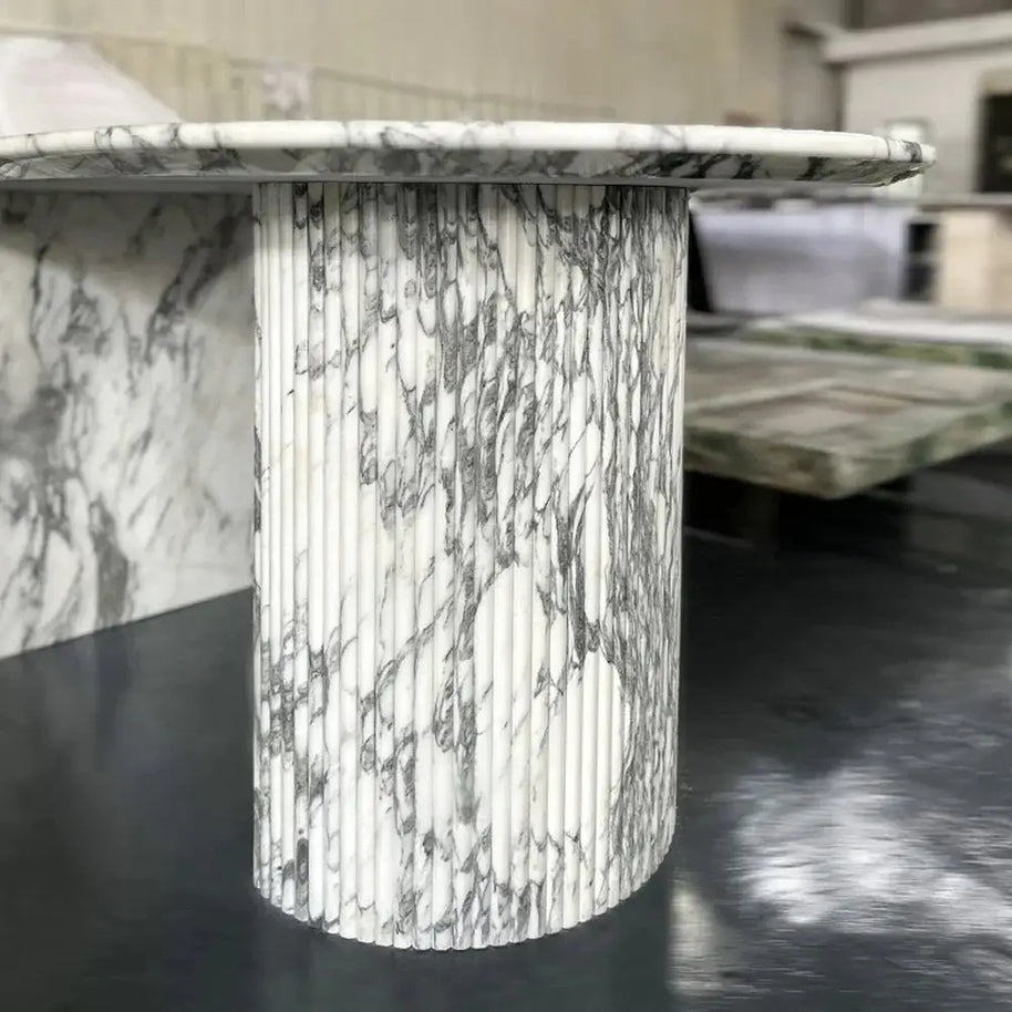 Luxury White Polished Finish Marble Dining Table Set-MinimalisticDecor.com