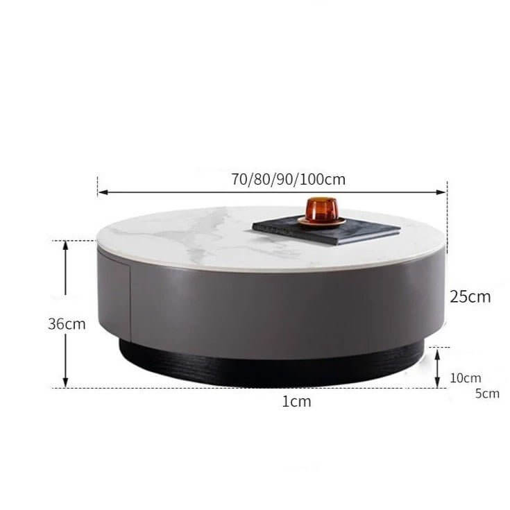 Marble Effect Solid Slab Round Coffee Table-MinimalisticDecor.com