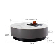 Marble Effect Solid Slab Round Coffee Table-MinimalisticDecor.com