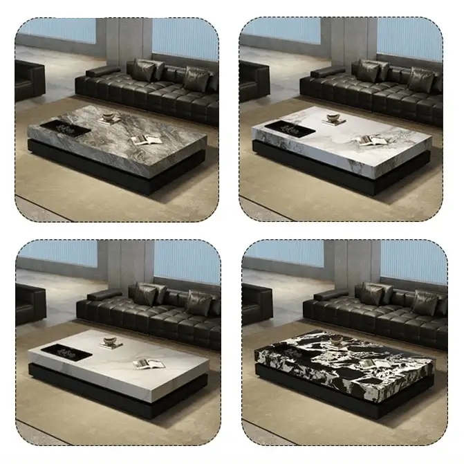 Marble Gloss Rectangular Coffee Table-MinimalisticDecor.com