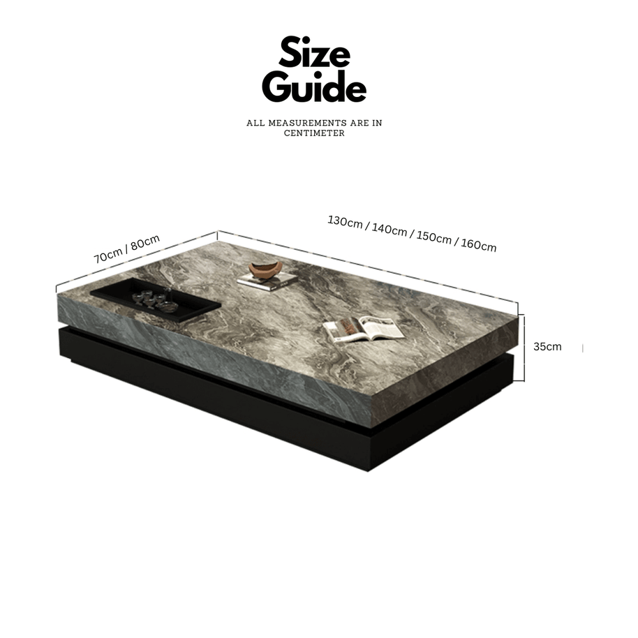 Marble Gloss Rectangular Coffee Table-MinimalisticDecor.com