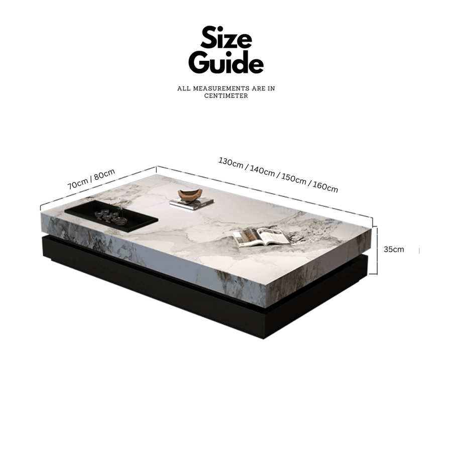 Marble Gloss Rectangular Coffee Table-MinimalisticDecor.com