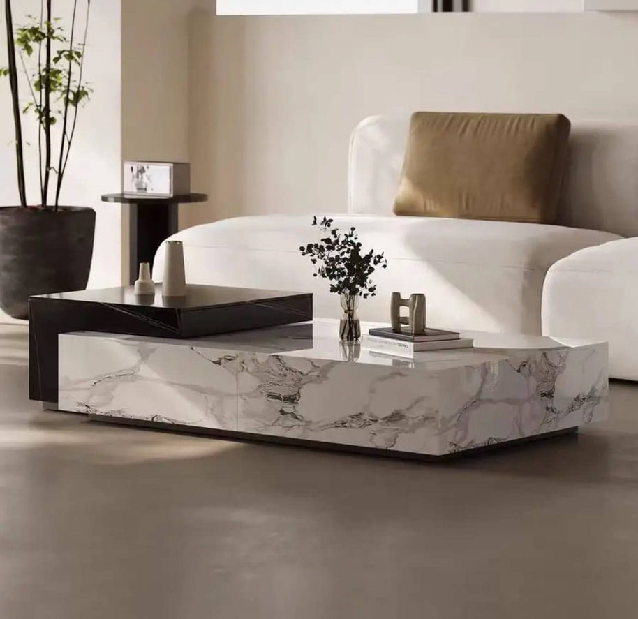 Marble rectangular luxury stone coffee table-MinimalisticDecor.com