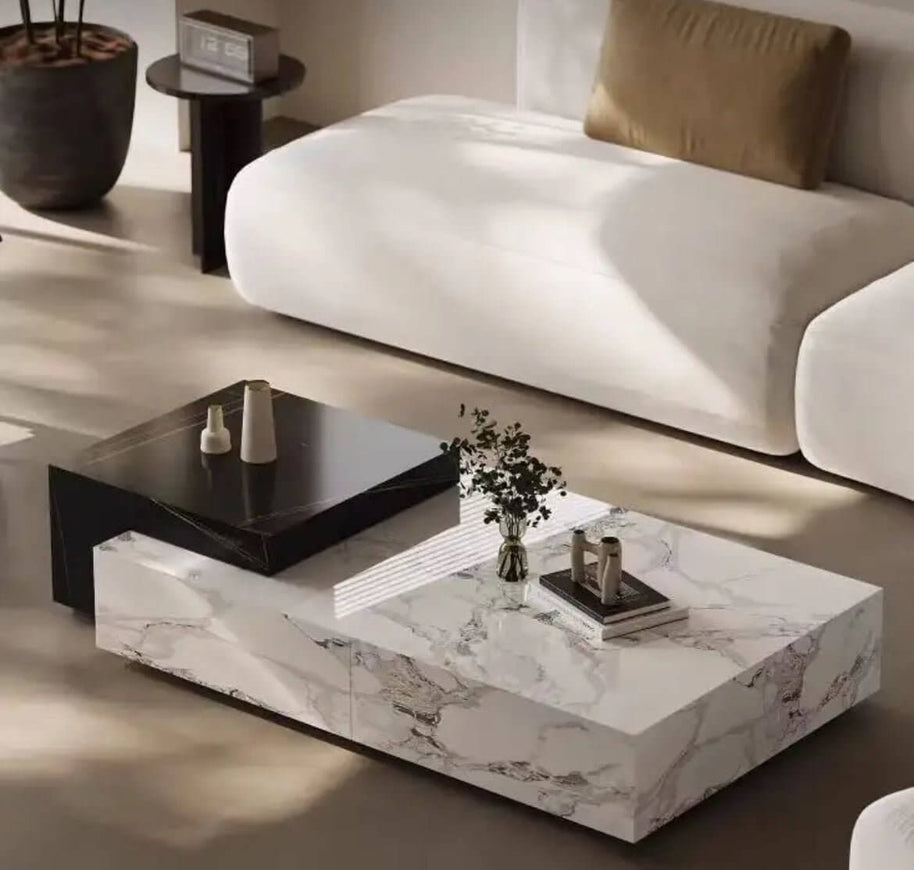Marble rectangular luxury stone coffee table-MinimalisticDecor.com