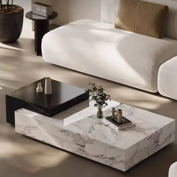 Marble rectangular luxury stone coffee table-MinimalisticDecor.com