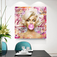 Marilyn Bubble Gum Canvas Wall Art: Exquisite Décor-MinimalisticDecor.com