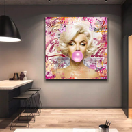 Marilyn Bubble Gum Canvas Wall Art: Exquisite Décor-MinimalisticDecor.com