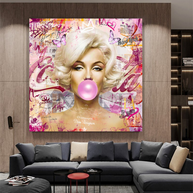 Marilyn Bubble Gum Canvas Wall Art: Exquisite Décor-MinimalisticDecor.com