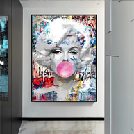 Marilyn Bubble Gum Wall Art: Vibrant Pop Art Design-MinimalisticDecor.com