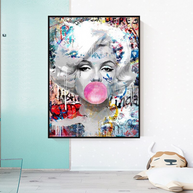 Marilyn Bubble Gum Wall Art: Vibrant Pop Art Design-MinimalisticDecor.com