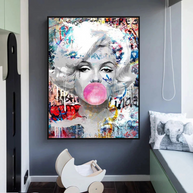 Marilyn Bubble Gum Wall Art: Vibrant Pop Art Design-MinimalisticDecor.com