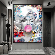 Marilyn Bubble Gum Wall Art: Vibrant Pop Art Design-MinimalisticDecor.com