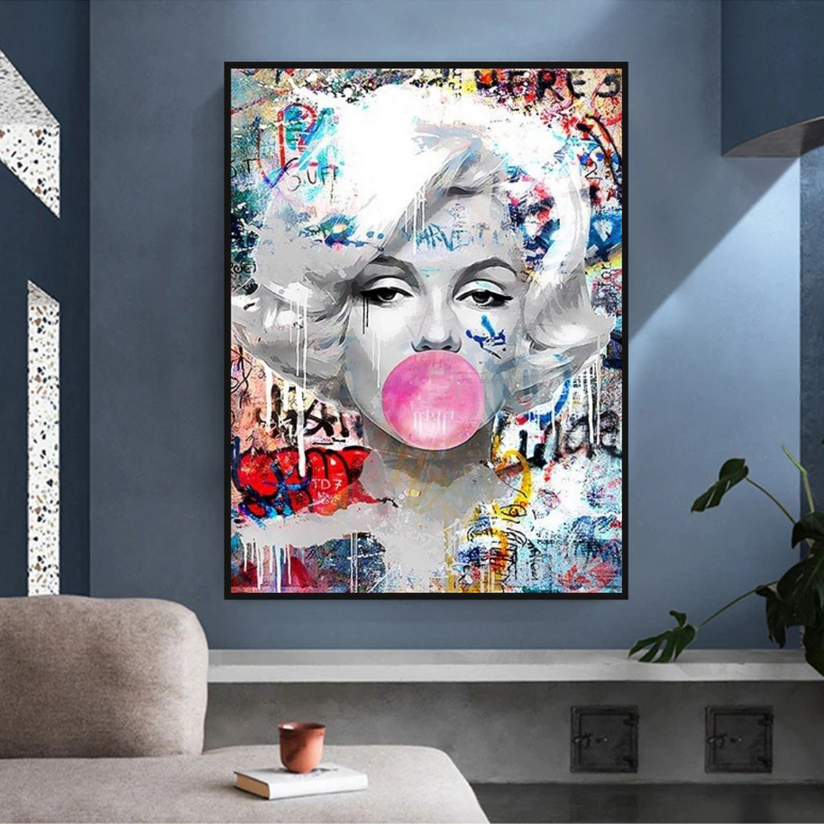 Marilyn Bubble Gum Wall Art: Vibrant Pop Art Design-MinimalisticDecor.com
