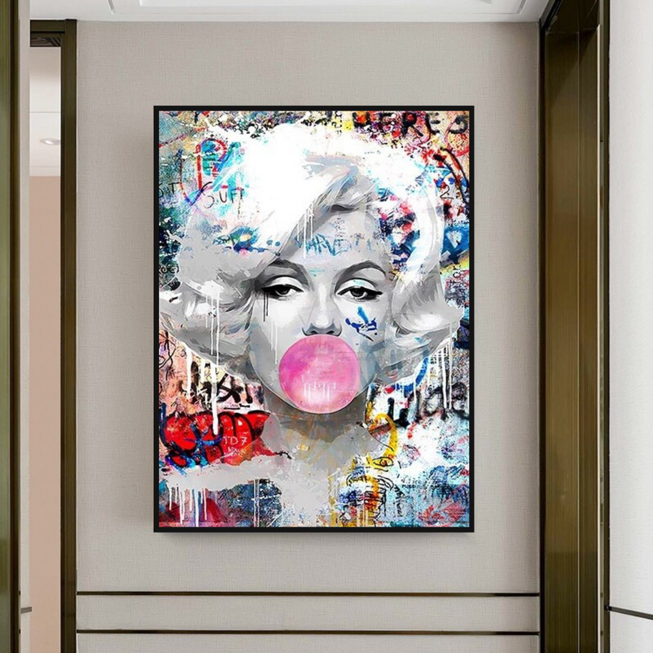 Marilyn Bubble Gum Wall Art: Vibrant Pop Art Design-MinimalisticDecor.com