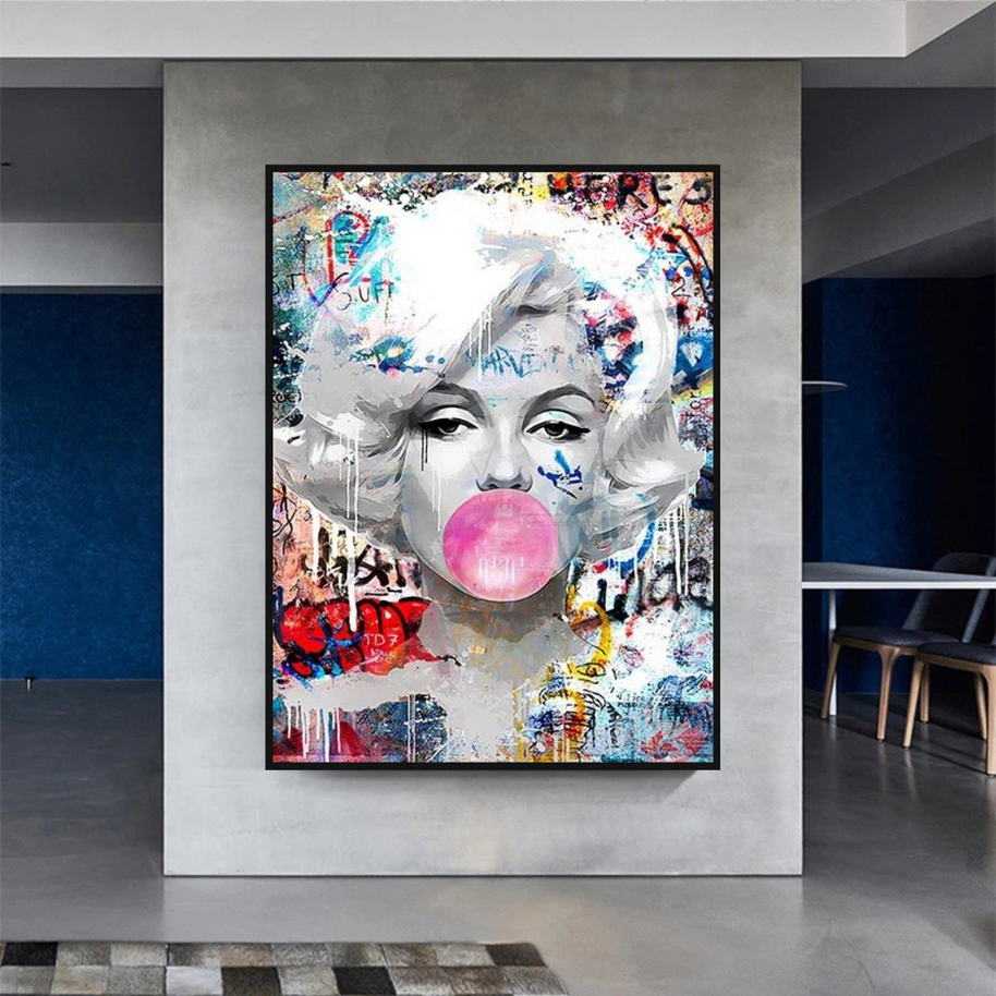 Marilyn Bubble Gum Wall Art: Vibrant Pop Art Design-MinimalisticDecor.com