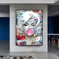 Marilyn Bubble Gum Wall Art: Vibrant Pop Art Design-MinimalisticDecor.com