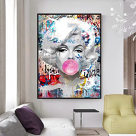 Marilyn Bubble Gum Wall Art: Vibrant Pop Art Design-MinimalisticDecor.com