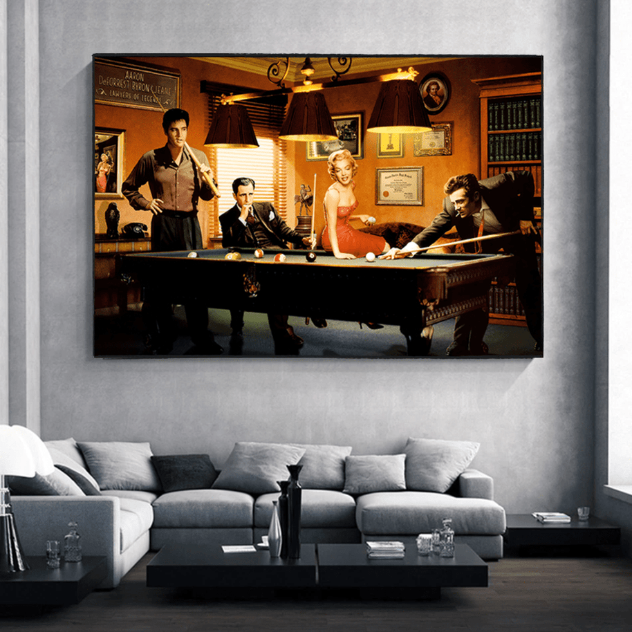 Marilyn, Elvis and James Dean Canvas Art: Snooker-MinimalisticDecor.com