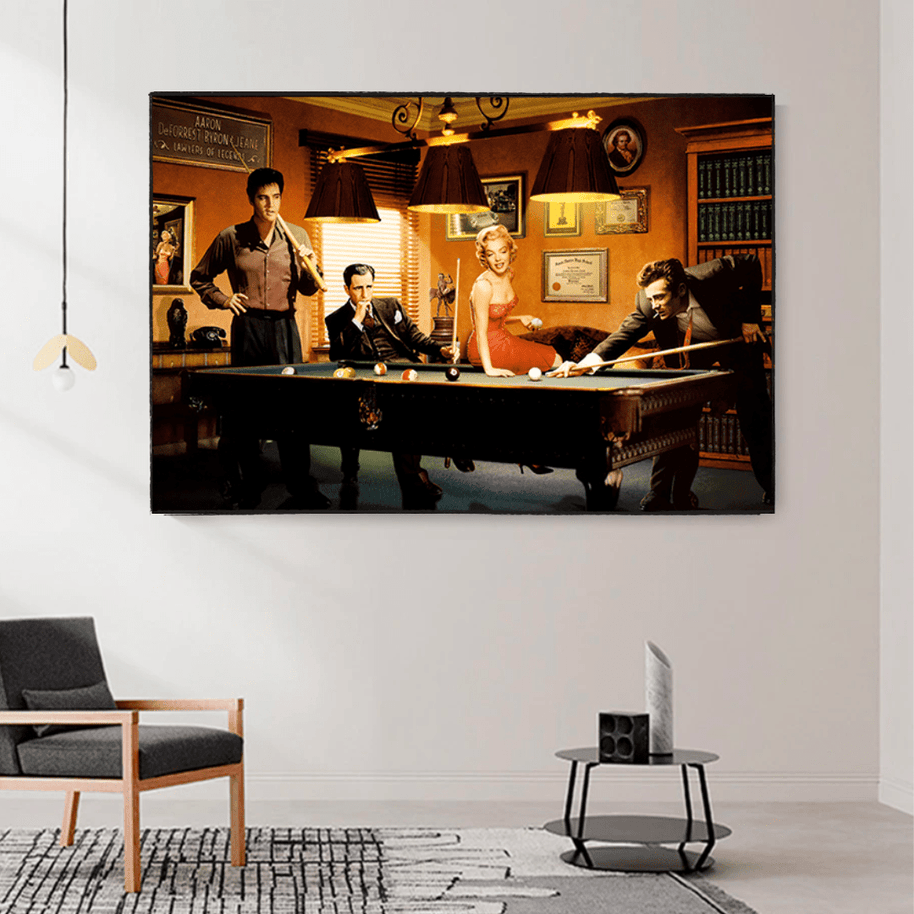 Marilyn, Elvis and James Dean Canvas Art: Snooker-MinimalisticDecor.com