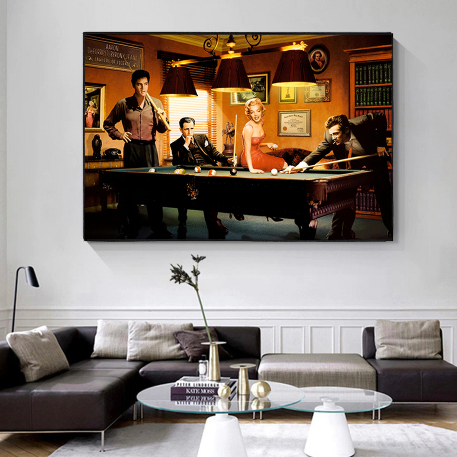 Marilyn, Elvis and James Dean Canvas Art: Snooker-MinimalisticDecor.com