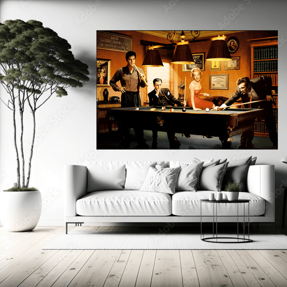 Marilyn, Elvis and James Dean Canvas Art: Snooker-MinimalisticDecor.com