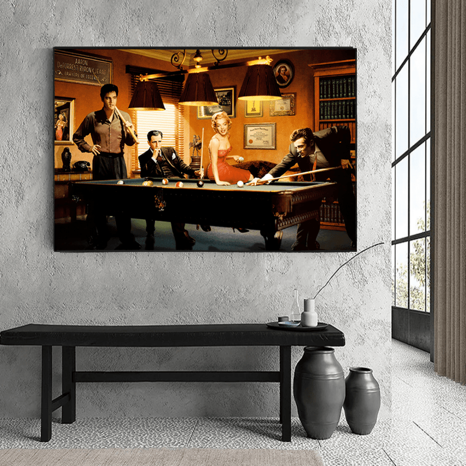 Marilyn, Elvis and James Dean Canvas Art: Snooker-MinimalisticDecor.com