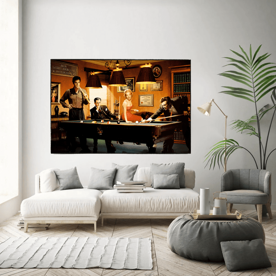 Marilyn, Elvis and James Dean Canvas Art: Snooker-MinimalisticDecor.com