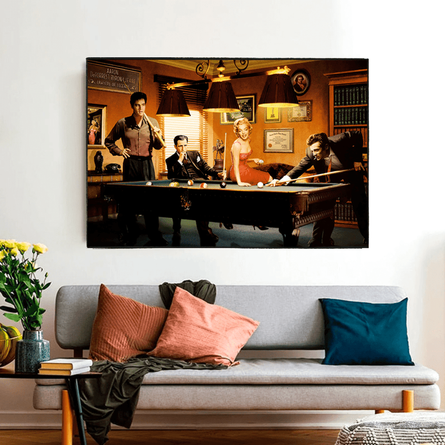 Marilyn, Elvis and James Dean Canvas Art: Snooker-MinimalisticDecor.com