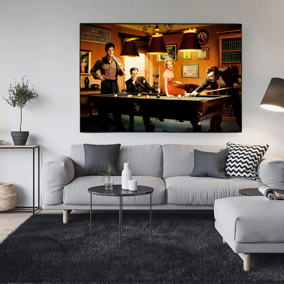Marilyn, Elvis and James Dean Canvas Art: Snooker-MinimalisticDecor.com