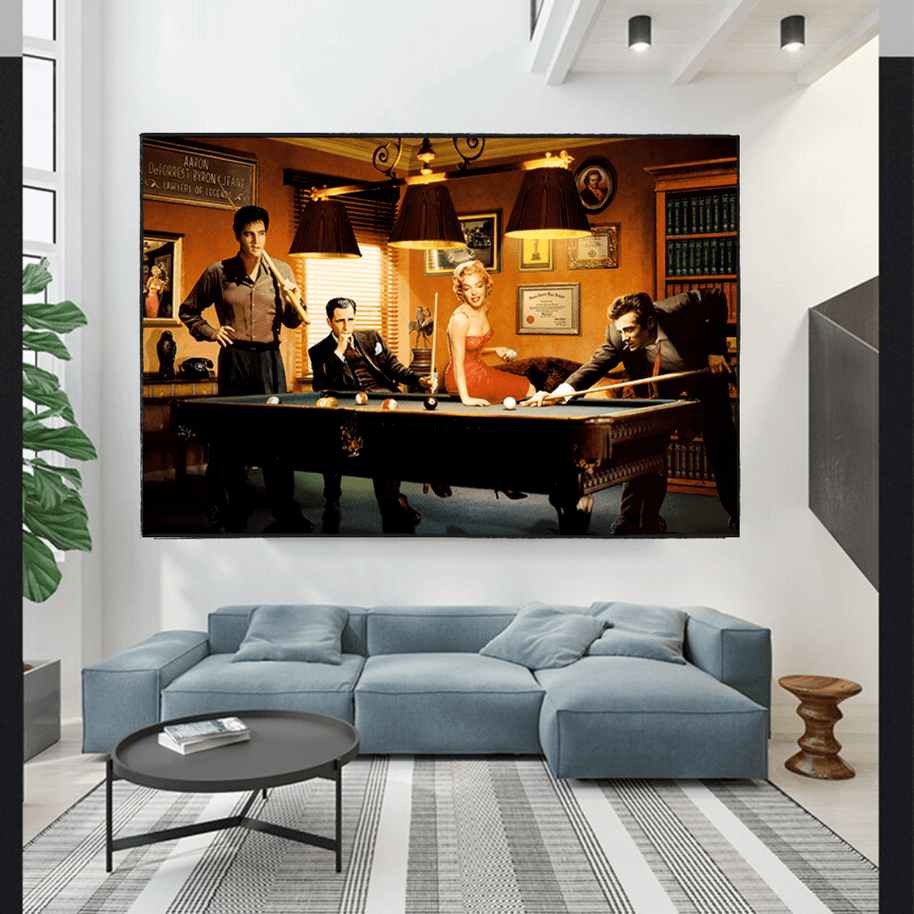 Marilyn, Elvis and James Dean Canvas Art: Snooker-MinimalisticDecor.com