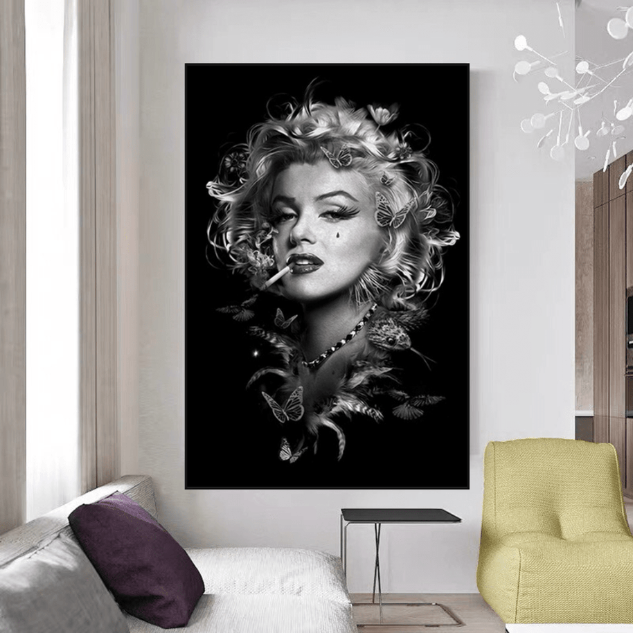 Marilyn Monroe Black n White Canvas Wall Art-MinimalisticDecor.com
