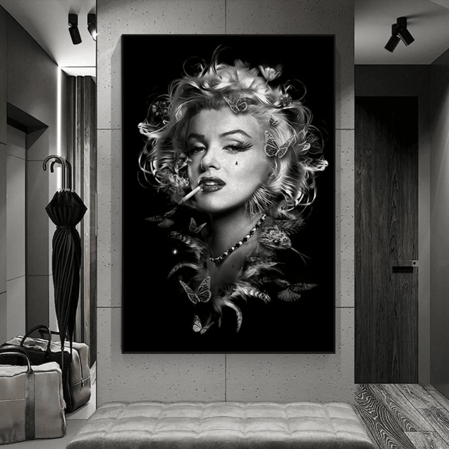 Marilyn Monroe Black n White Canvas Wall Art-MinimalisticDecor.com