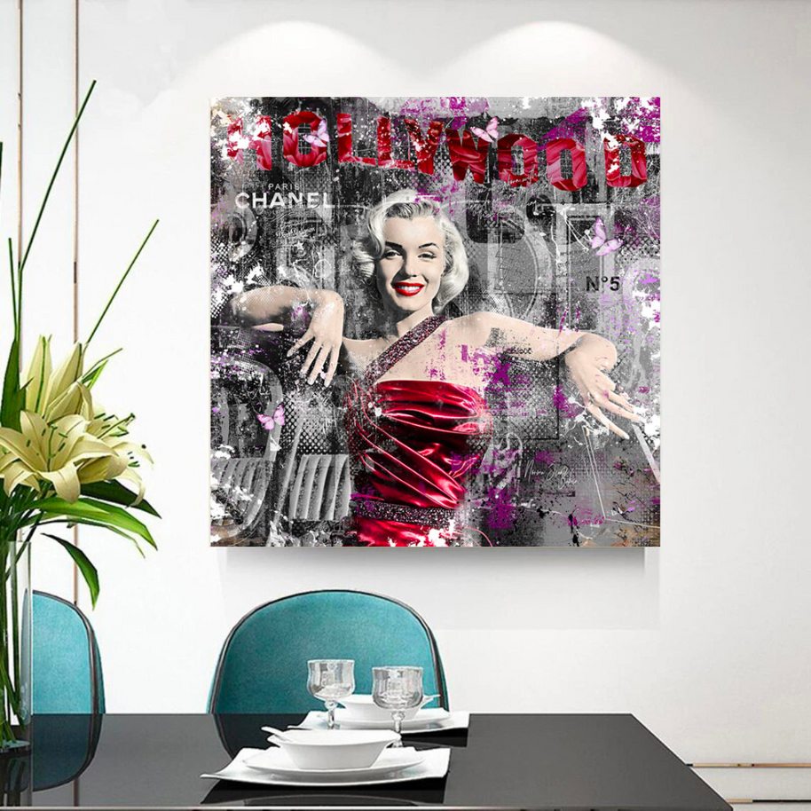 Marilyn Monroe in Red Canvas Wall Art - Beautify Your Space-MinimalisticDecor.com