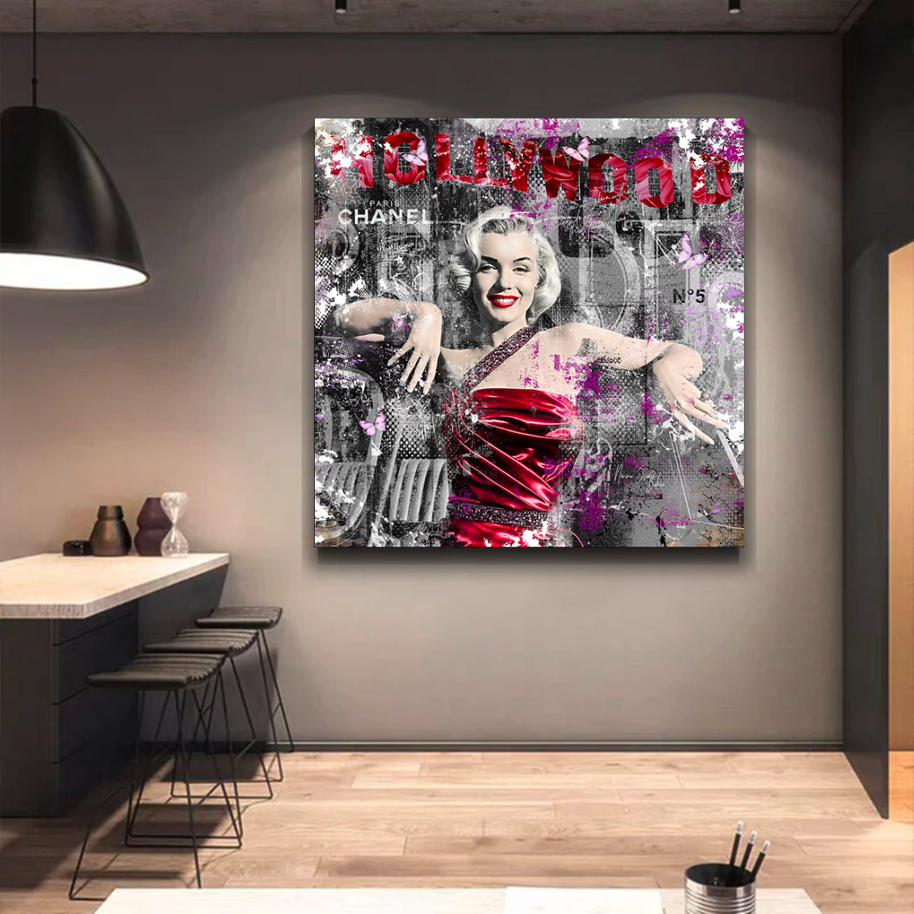 Marilyn Monroe in Red Canvas Wall Art - Beautify Your Space-MinimalisticDecor.com