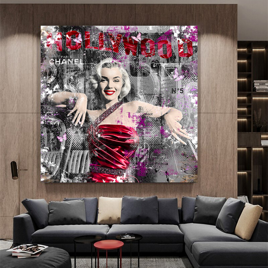 Marilyn Monroe in Red Canvas Wall Art - Beautify Your Space-MinimalisticDecor.com