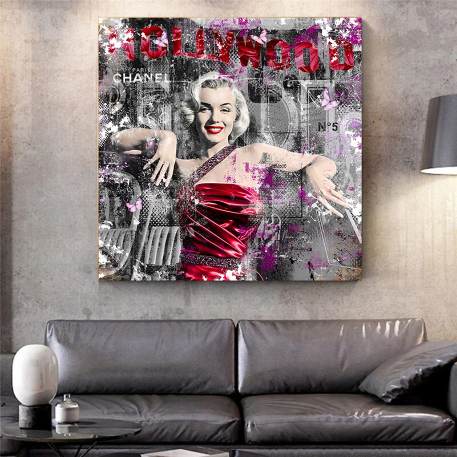 Marilyn Monroe in Red Canvas Wall Art - Beautify Your Space-MinimalisticDecor.com
