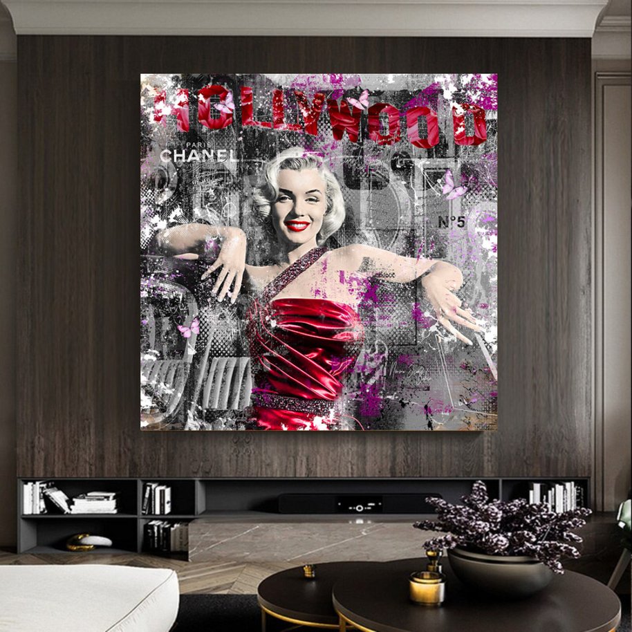Marilyn Monroe in Red Canvas Wall Art - Beautify Your Space-MinimalisticDecor.com