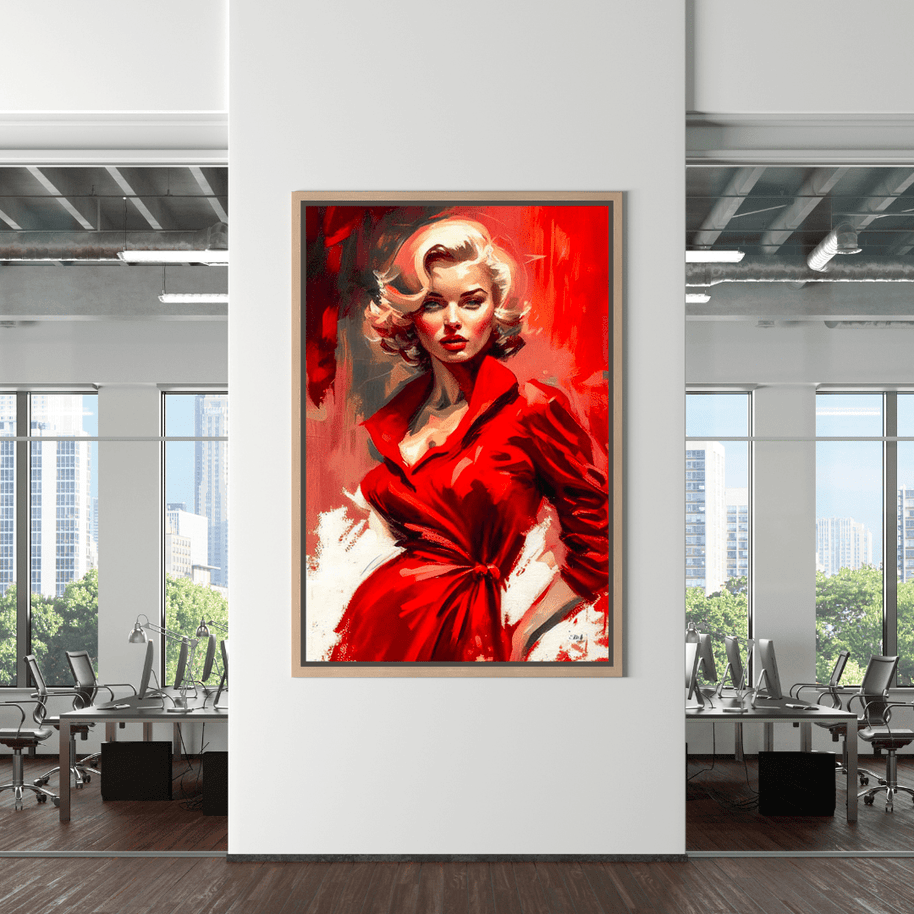 Marilyn Monroe in Red Canvas Wall Hanging Art-MinimalisticDecor.com