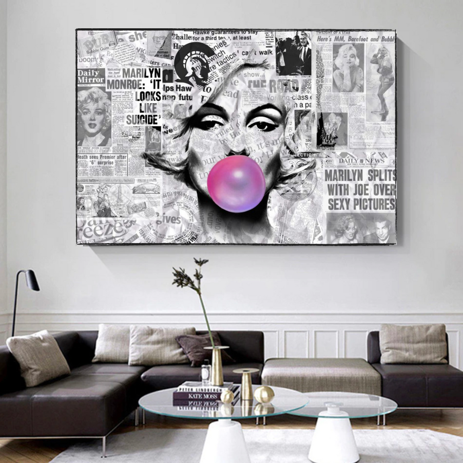 Marilyn Newspaper Canvas Wall Art: Bubble's Creation-MinimalisticDecor.com