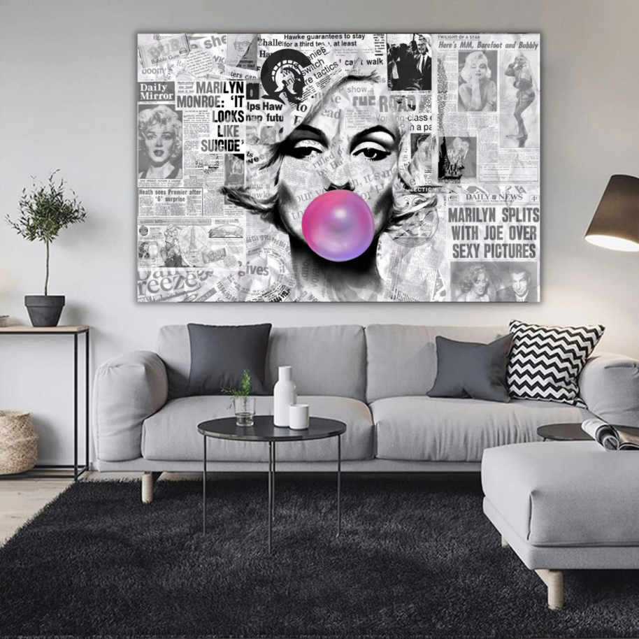 Marilyn Newspaper Canvas Wall Art: Bubble's Creation-MinimalisticDecor.com