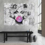 Marilyn Newspaper Canvas Wall Art: Bubble's Creation-MinimalisticDecor.com