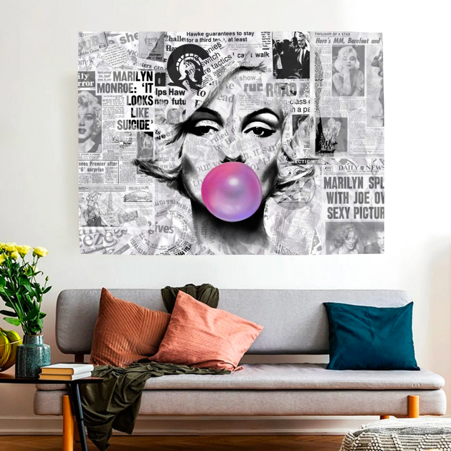 Marilyn Newspaper Canvas Wall Art: Bubble's Creation-MinimalisticDecor.com