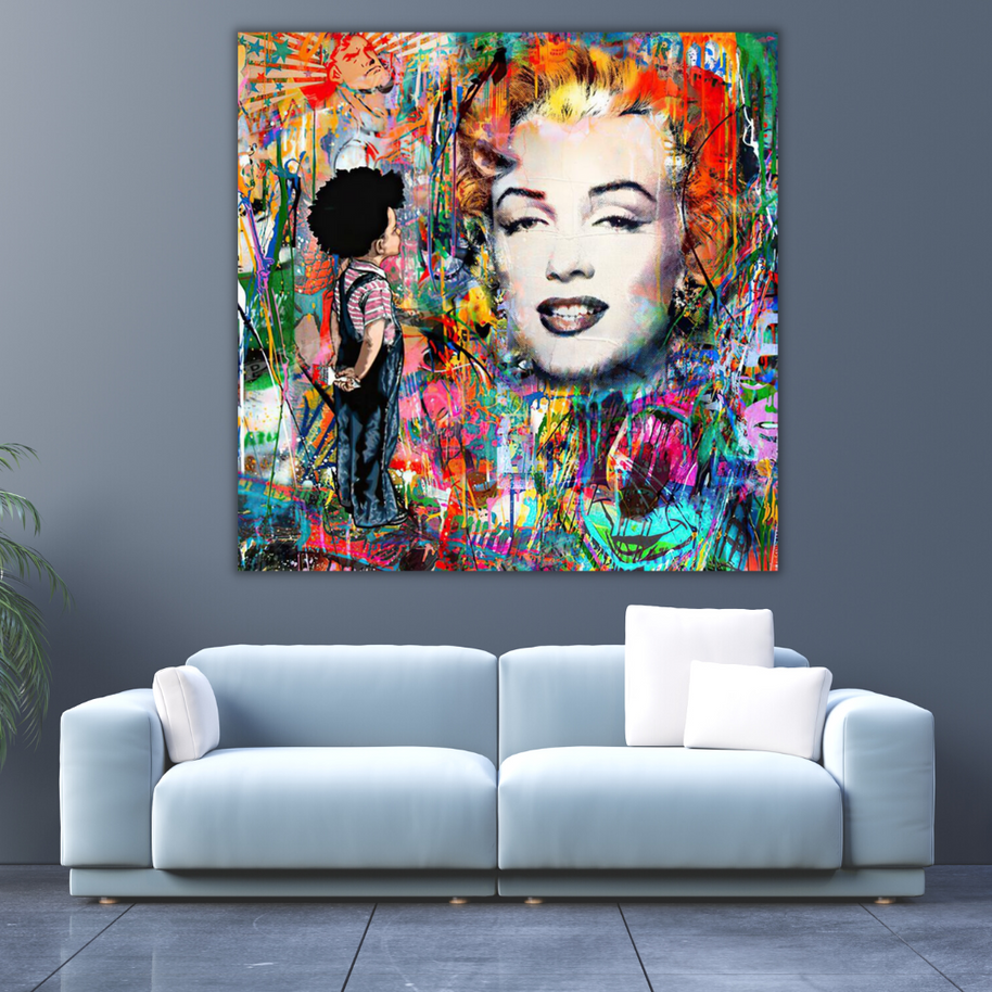 Marilyn Pop in the Blue Wall Art: Exclusive and Captivating-MinimalisticDecor.com